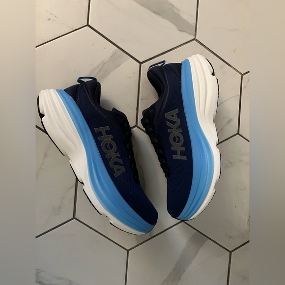 Hoka Bondi 8 Navy & Light Blue Cushioning Running Shoes main image 5